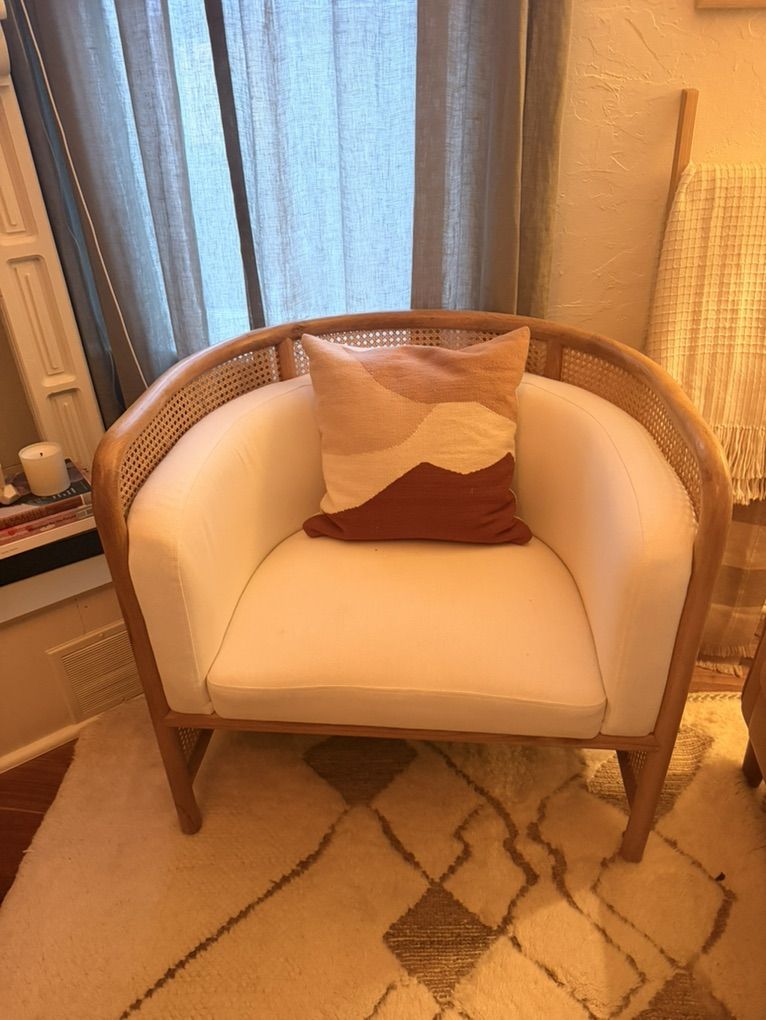 Crate And Barrel Cane Back Accent Chairs- Set Of 2