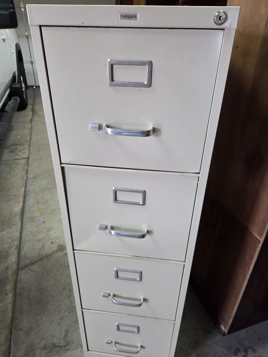 Realspace 4-Drawer Vertical Filing Cabinet - 52" Tall, Beige Steel