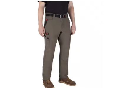 Milwaukee Men's 36 in. x 30 in. Brown FREEFLEX Tech Work Pants with 7 Pockets