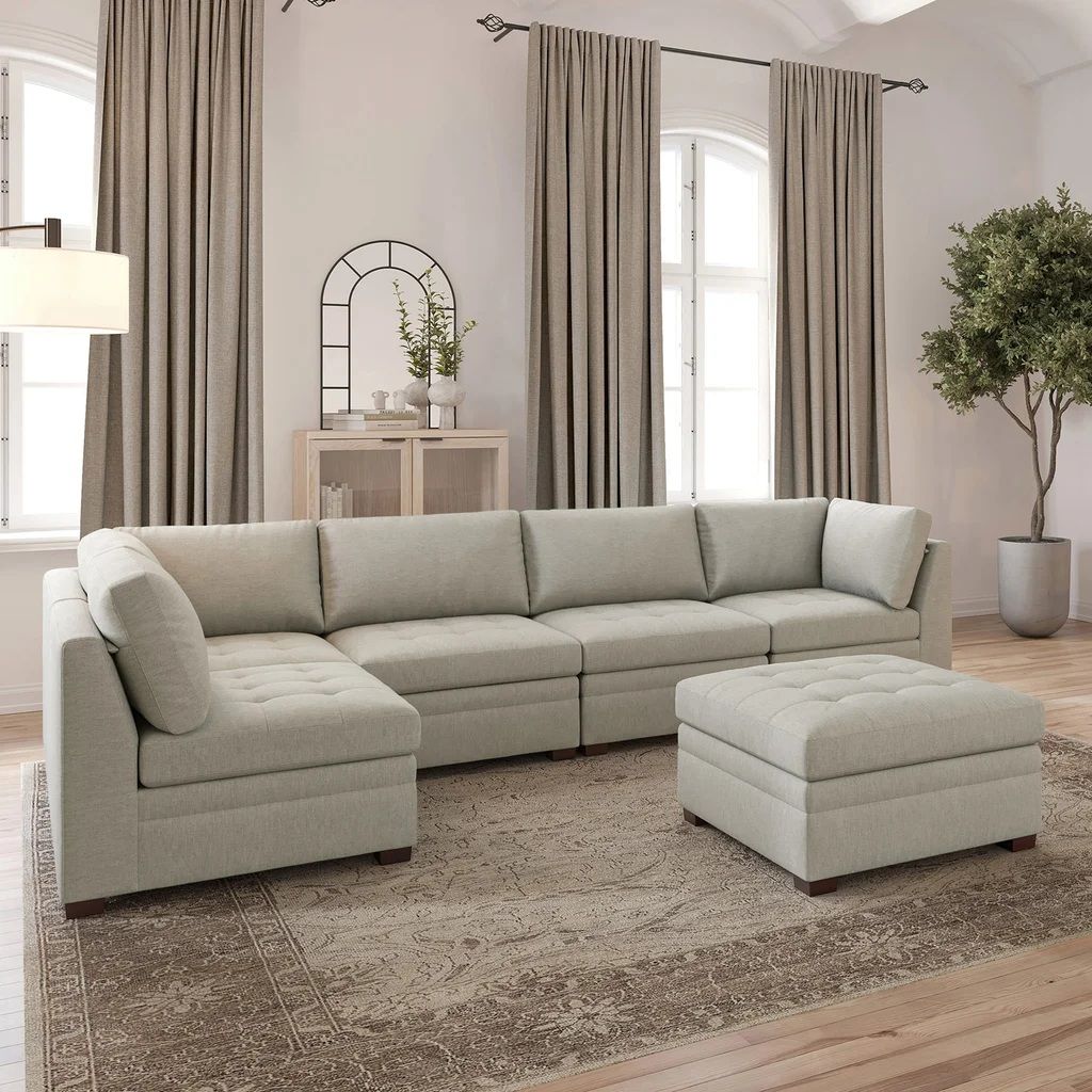 Thomasville Tisdale Modular Sectional 6-piece Beige with Storage Ottoman  1783045 #106284