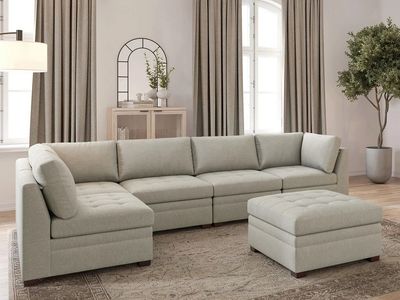 Thomasville Tisdale Modular Sectional 6-piece Beige with Storage Ottoman 1783045 #106284