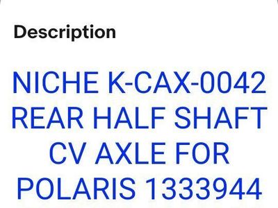 Polaris CV axle Niche K-CAX-0042