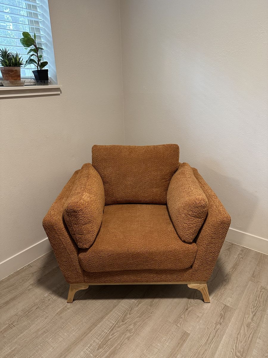 Rust Boucle Armchair (like new)