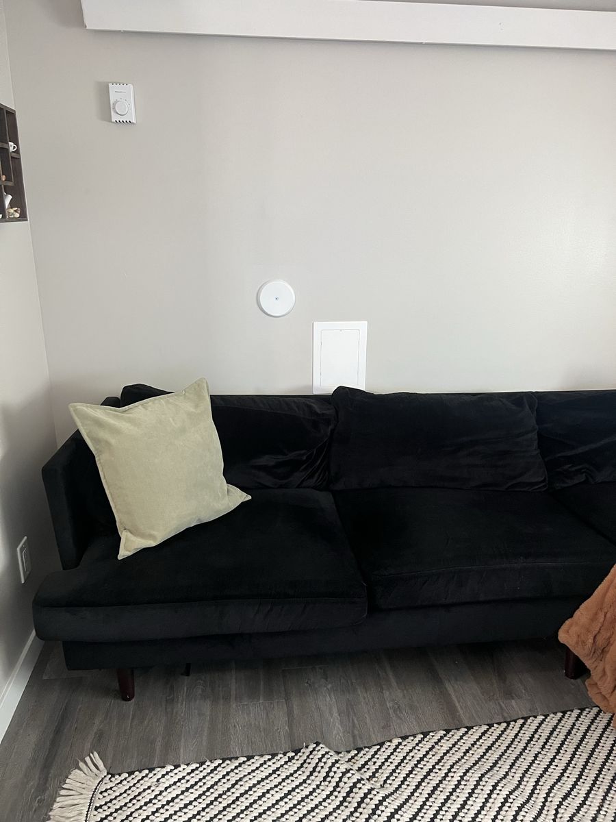 Black velvet couch