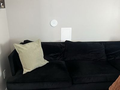 Black velvet couch