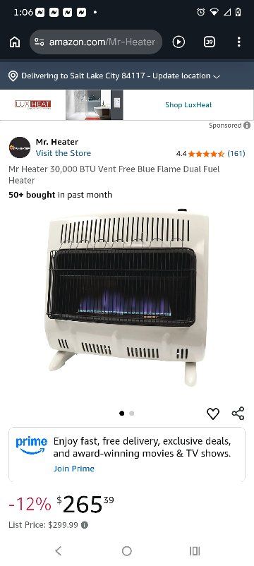 Mr. Heater 30,000 BTU Vent Free Blue Flame Dual Fuel Heater - White
