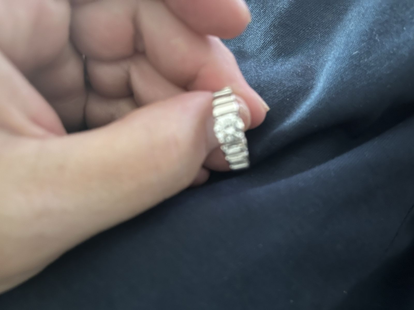Sterling silver moissanite mans Ring with Channel Grooved Band