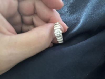Sterling silver moissanite mans Ring with Channel Grooved Band