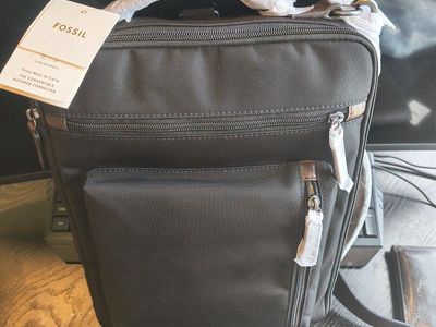 Fossil Buckner Convertible Commuter Bag MBG9475001 - Black, 3-Way Carry, NWT