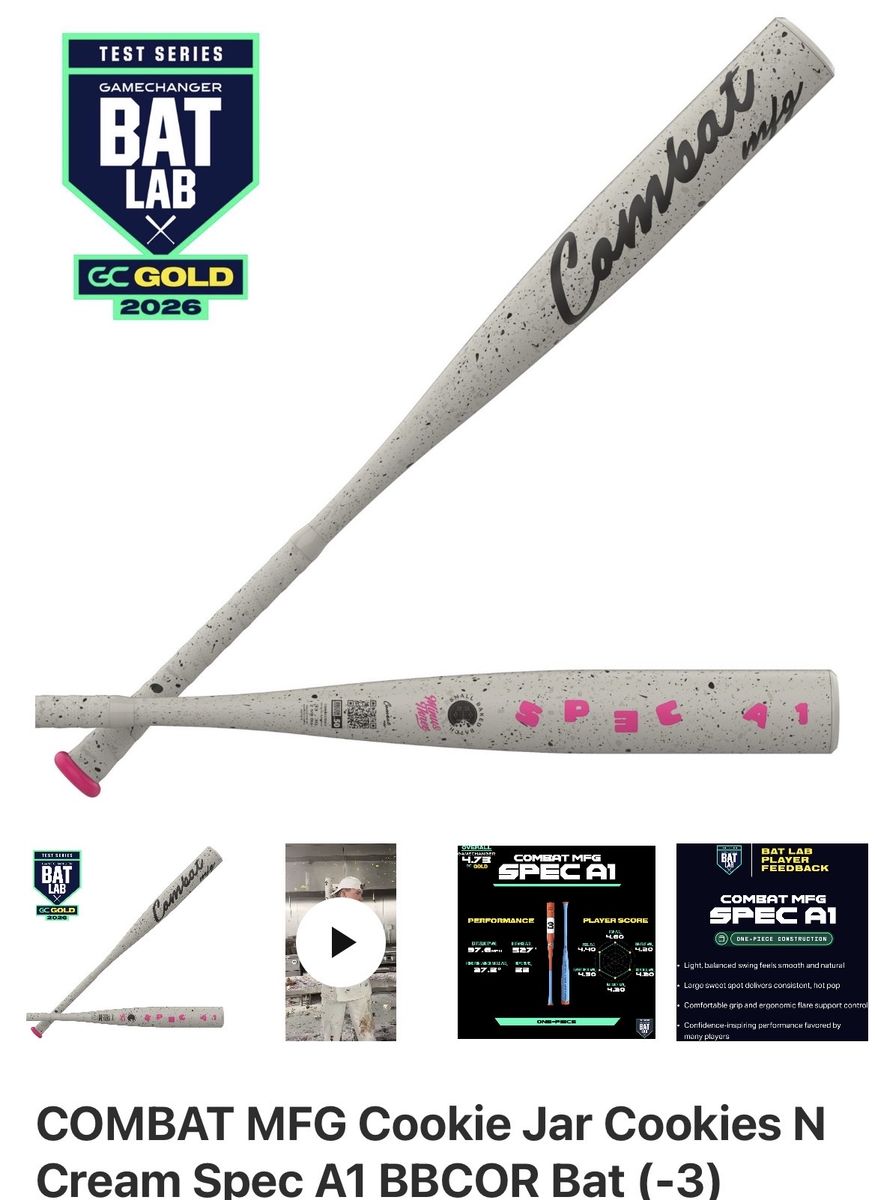 Combat Spec A1 Cookies N' Creme 33/30 BBCOR Bat