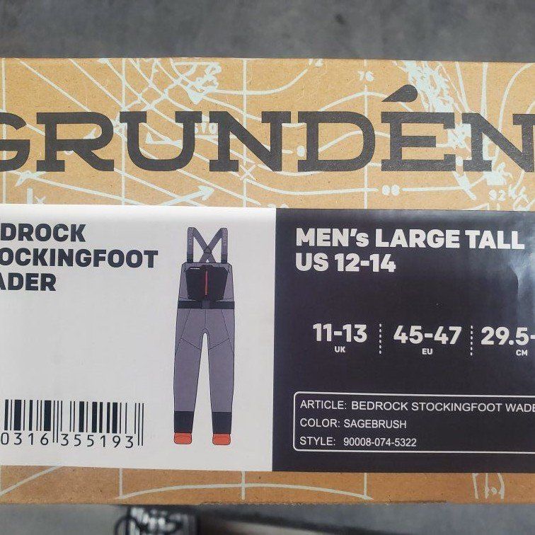 Grundens Bedrock Stockingfoot Wader Men's Large Tall Sagebrush