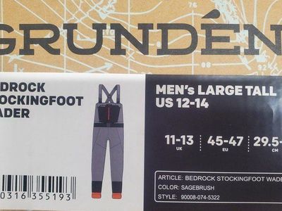 Grundens Bedrock Stockingfoot Wader Men's Large Tall Sagebrush