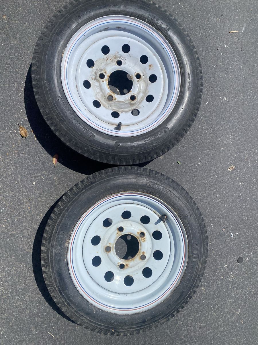 Pair of Used Trailer Tires with Rims - Good Condition