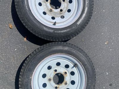 Pair of Used Trailer Tires with Rims - Good Condition