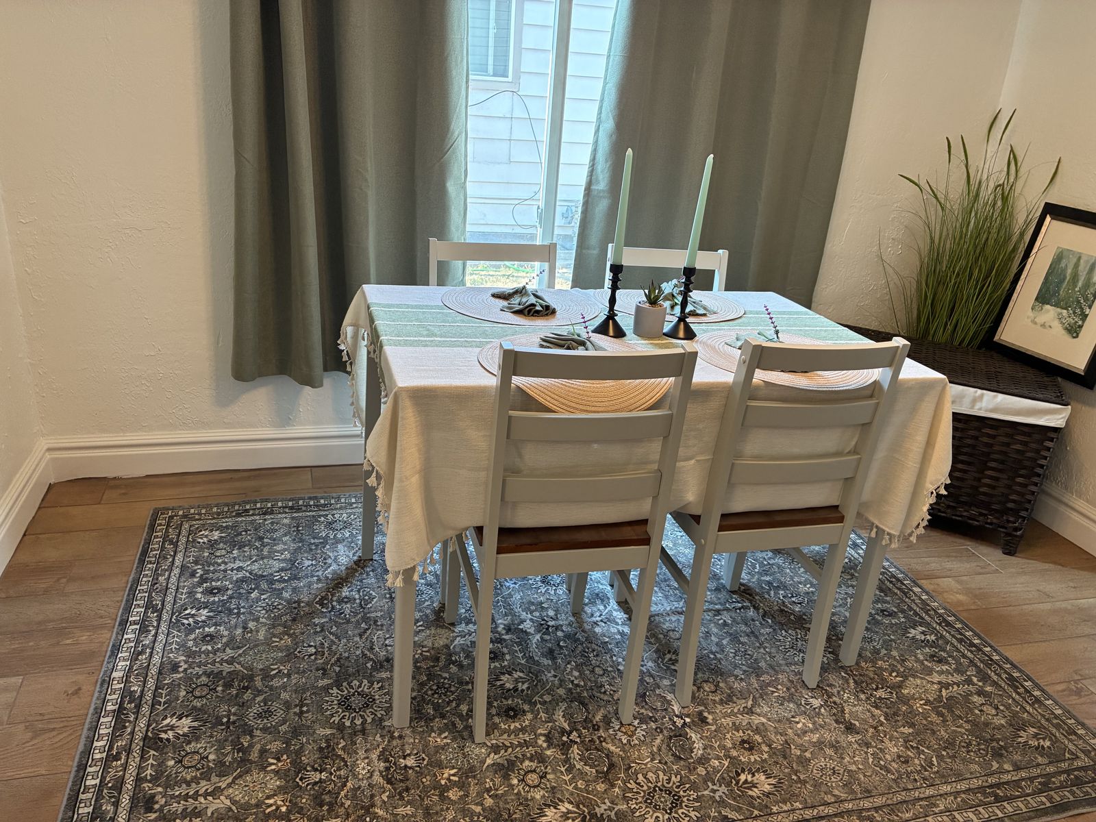 5-Piece Wooden Dining Table Set with 4 Matching Chairs