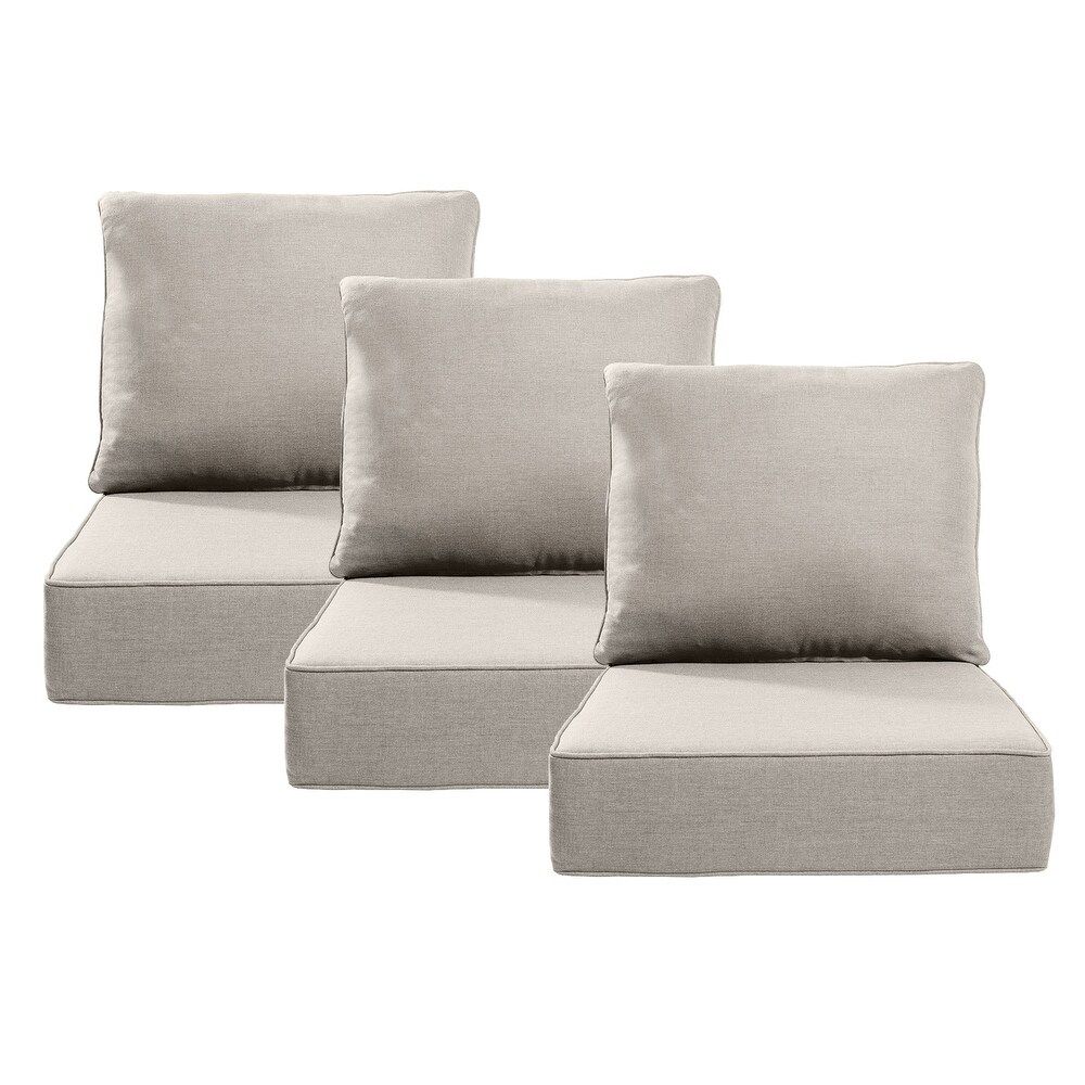 NEW Luxury 6 Piece Outdoor Patio Cushion Set 24x24x6 Fade Resistant Replacement Cushions with Removable Covers