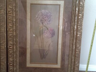 Office art Two High quality custom framed matted fine art wall art artwork alliums floral