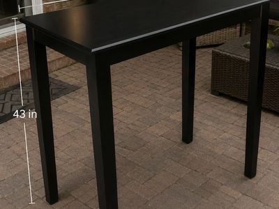 Sleek Black Wood Dining Table - 48" L x 31" W x 43" H - Bar Height Table