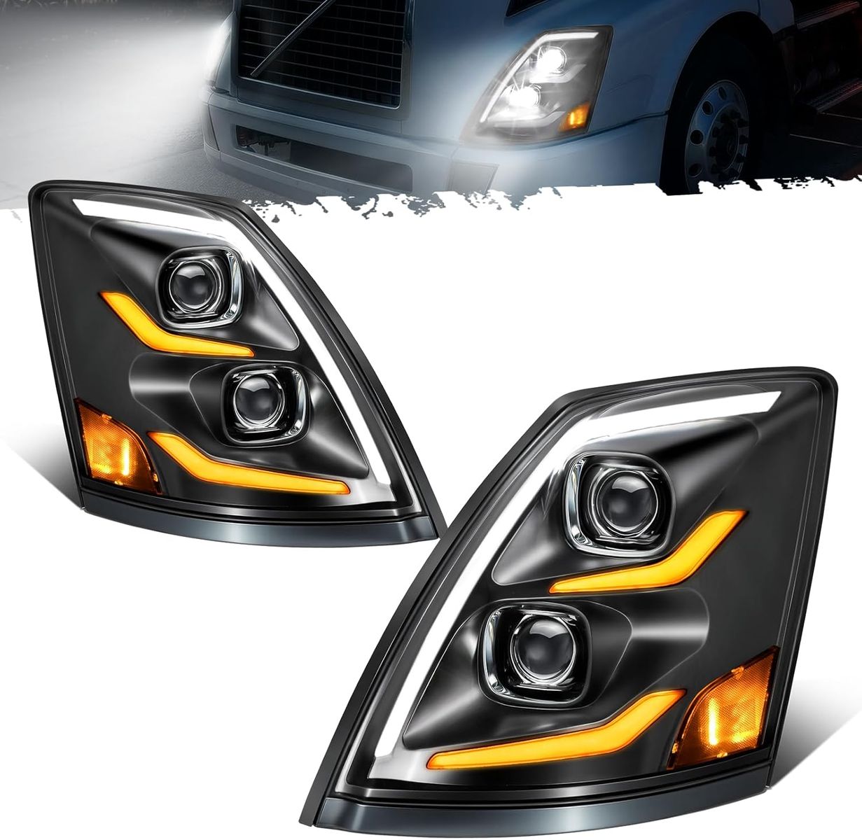 NEW  LED Headlights Assembly Compatible with VNL VN 2004-2017, DOT Approved with Start Animation High/Low Beam