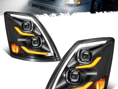 NEW LED Headlights Assembly Compatible with VNL VN 2004-2017, DOT Approved with Start Animation High/Low Beam