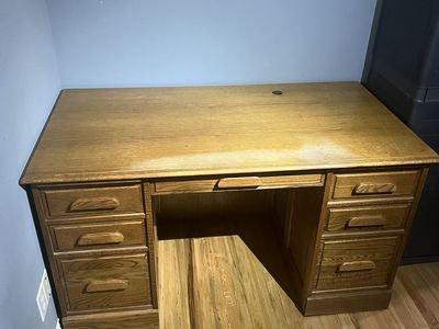 Solid Wood Executive Desk with Multiple Drawers and Cord Management