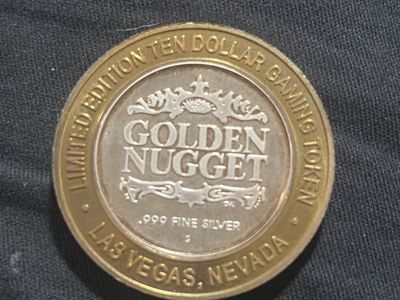 Golden Nugget Las Vegas Limited Edition Ten Dollar Gaming Token .999 Fine Silver