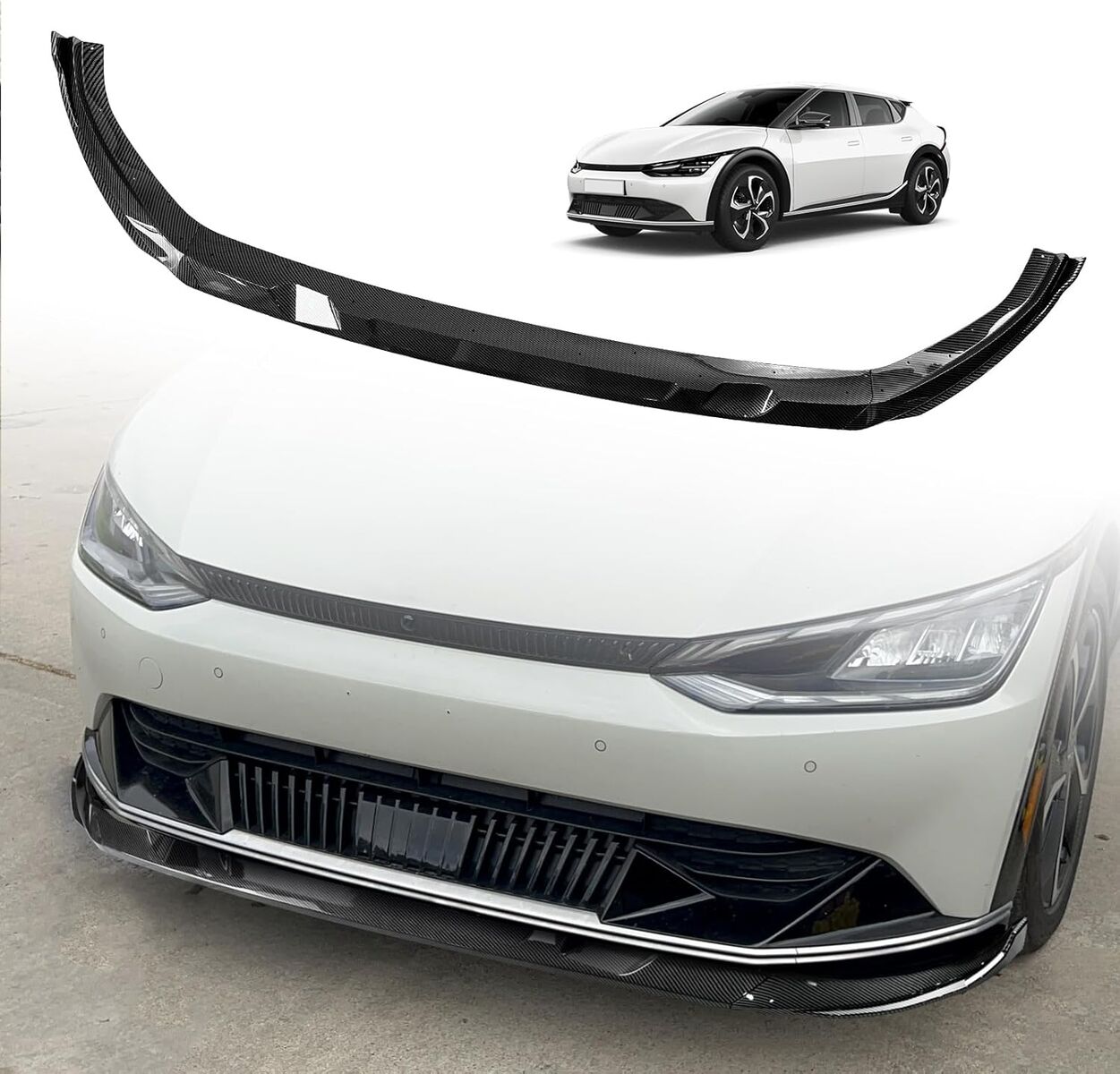 2022-2025 KIA EV6 Front Lip Splitter ABS Front Bumper Carbon Fiber Air Dam Side Body Kit