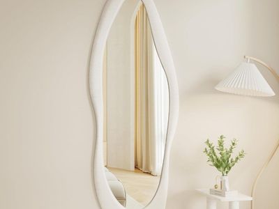 White Full-Length Arched Floor Mirror – Soft Padded Frame # 471