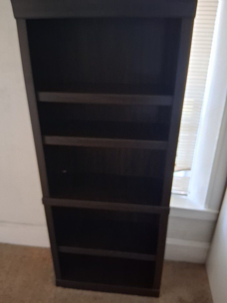 Dark Brown 5-Shelf Bookcase Slim Profile Storage Display Unit
