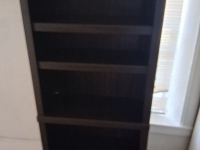 Dark Brown 5-Shelf Bookcase Slim Profile Storage Display Unit