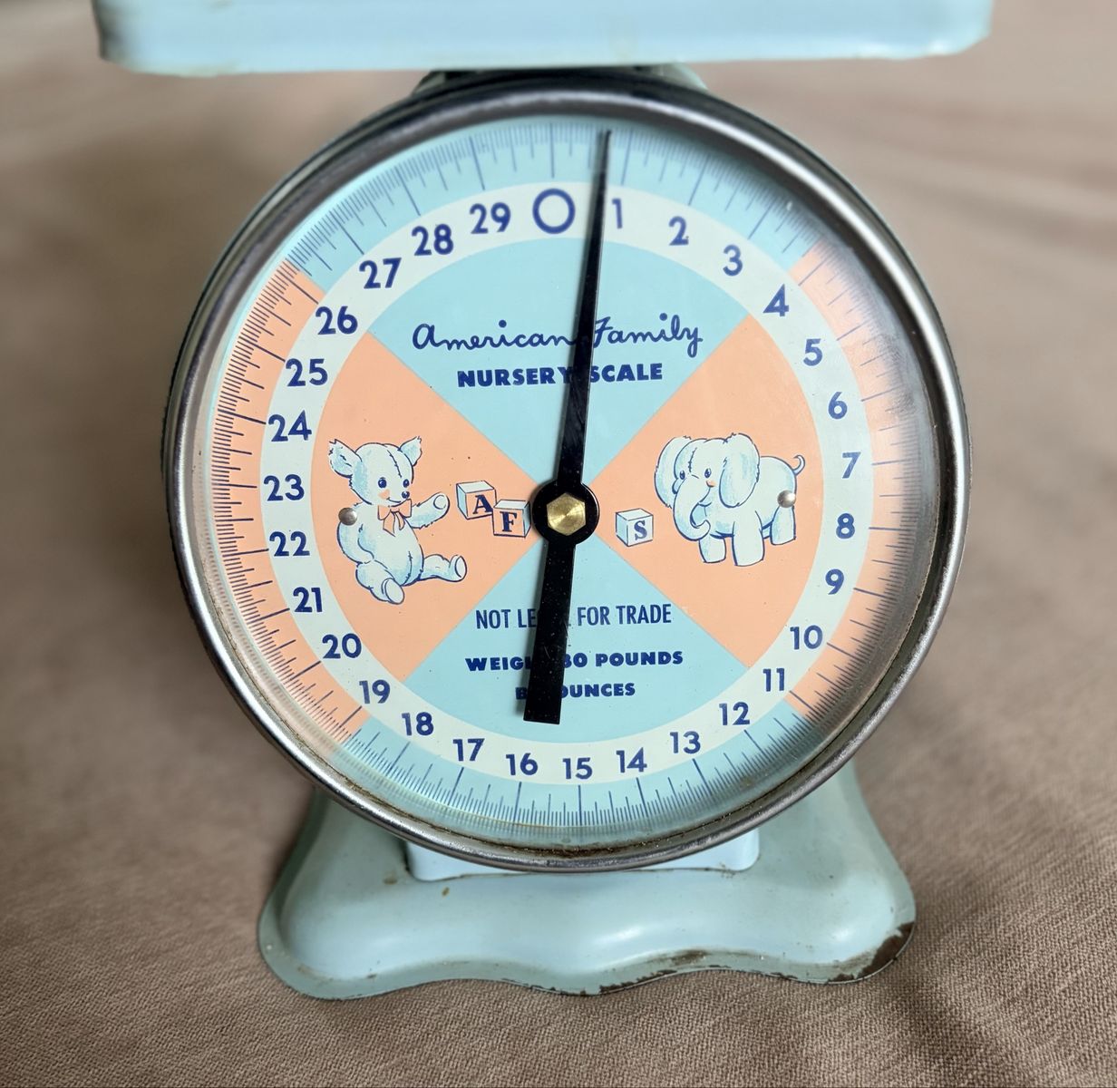 Vintage American Family Nursery Baby Scale Light Blue 30 lb