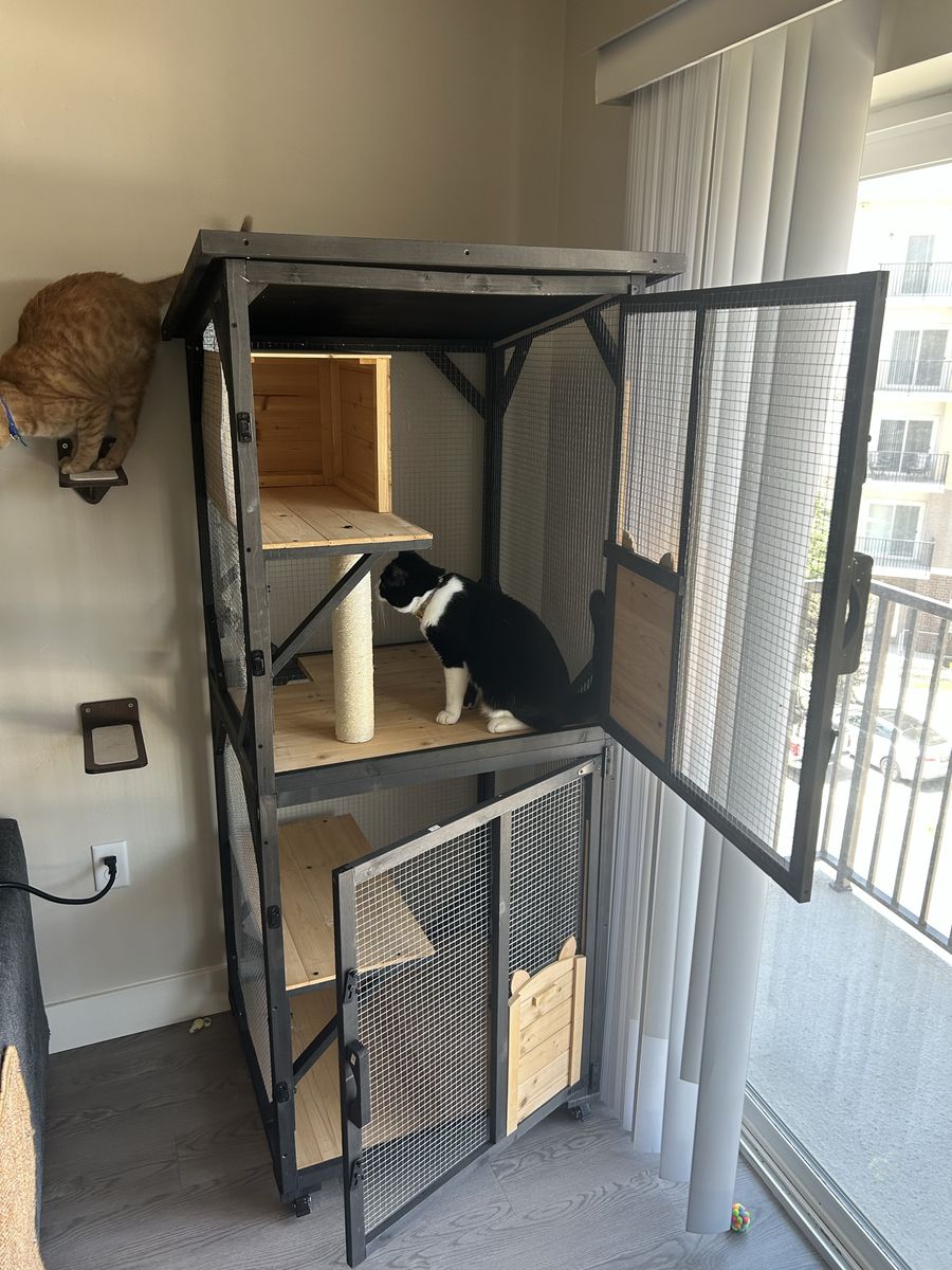 Catio Cat Cage Large Outdoor Cat Enclosure with Multi-Tier Platforms & Houses - Pet Playpen