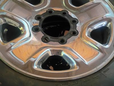 Set of 5 LT275/70R18 Firestone Transforce HT Tires on Chrome 8-Lug Rims