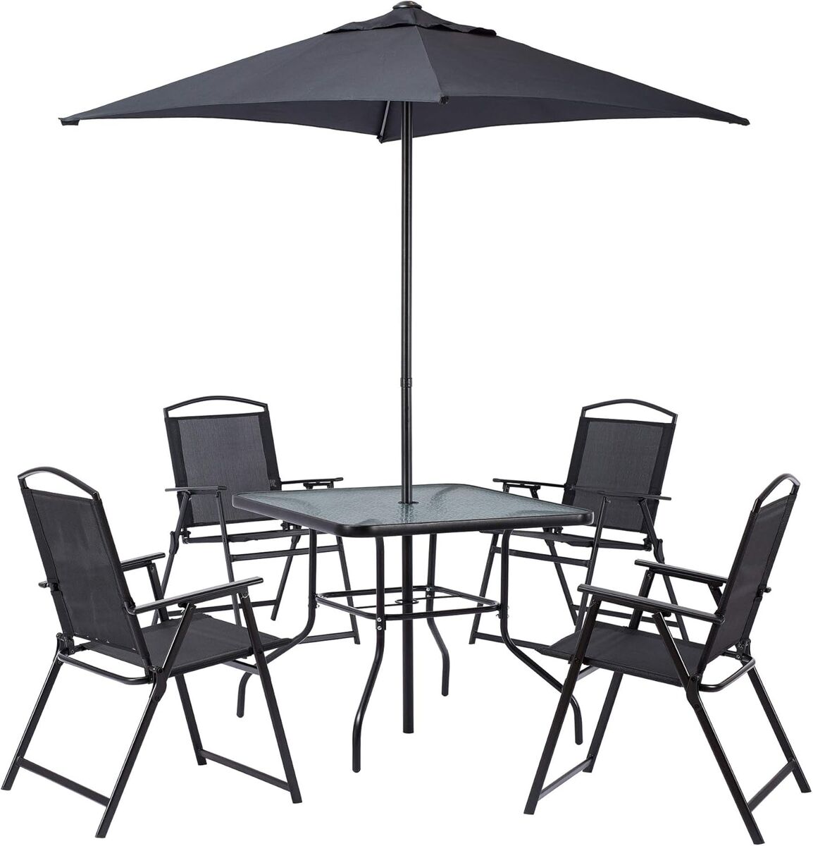 Mainstay Albany Lane 6 Piece Outdoor Patio Dining Set, Seats 4 (Gray)