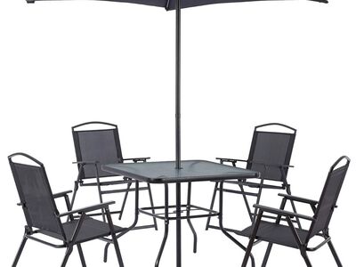 Mainstay Albany Lane 6 Piece Outdoor Patio Dining Set, Seats 4 (Gray)