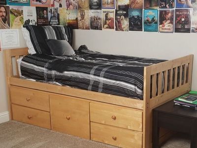 Set of 2 Wooden Twin Bed Frames with 3 Storage Drawers - can be bunk beds - $175each/$300both