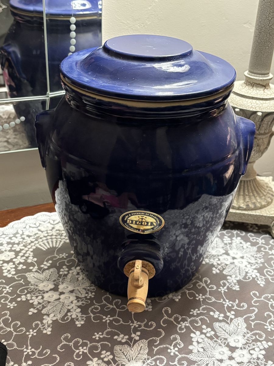 Vintage Digoin Pottery Unused French Vinegar Pot with Instructions LIKE NEW