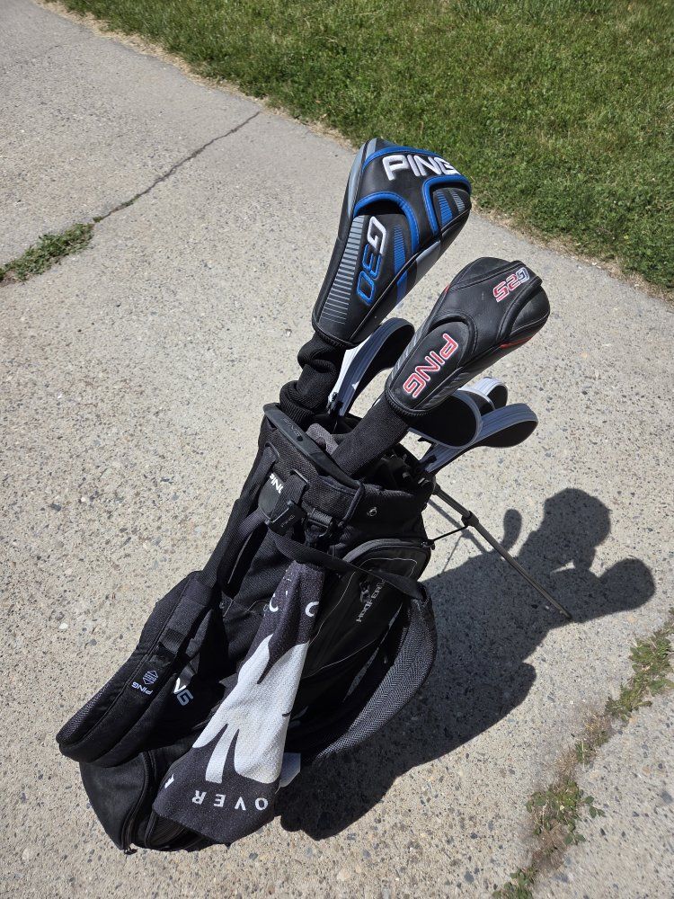 Left hand set of Ping golf clubs