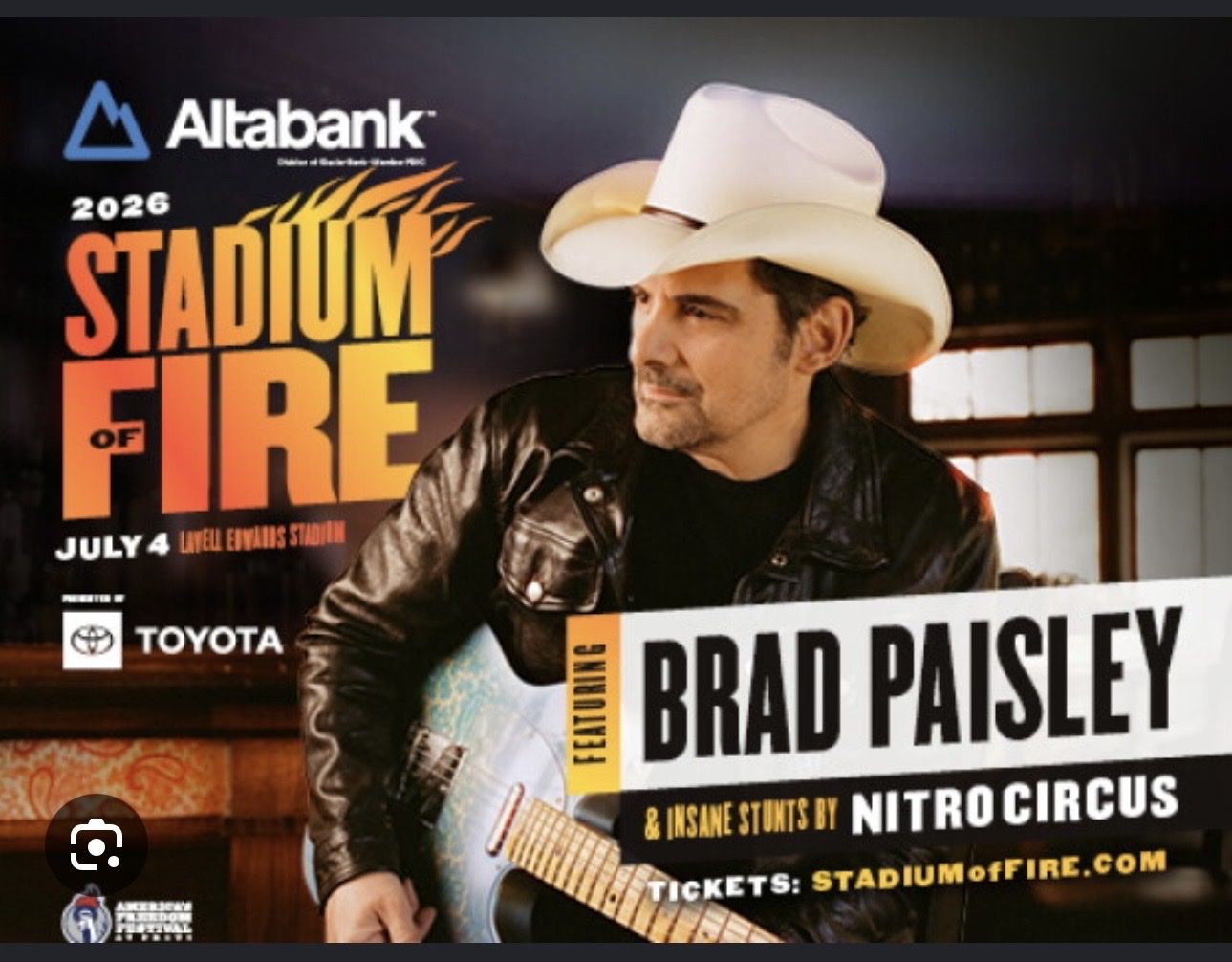 12 Tickets Stadium of Fire Sec 31 Row 15  Brad Paisley