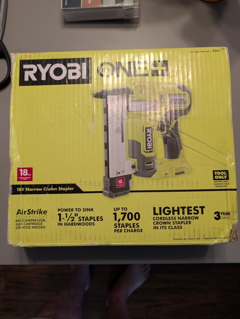 Ryobi ONE+ P361 18V AirStrike 18 Gauge Cordless Narrow Crown Stapler (Tool Only)