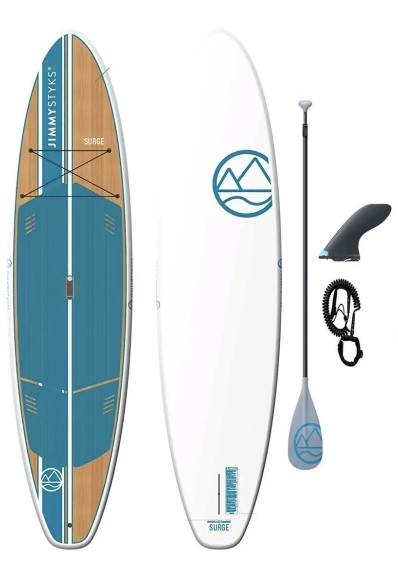 $650 - OBO - Jimmy Styks Surge 11'2" Solid Paddleboard - Epoxy/Fiberglass SUP Package - 260lbs Capacity