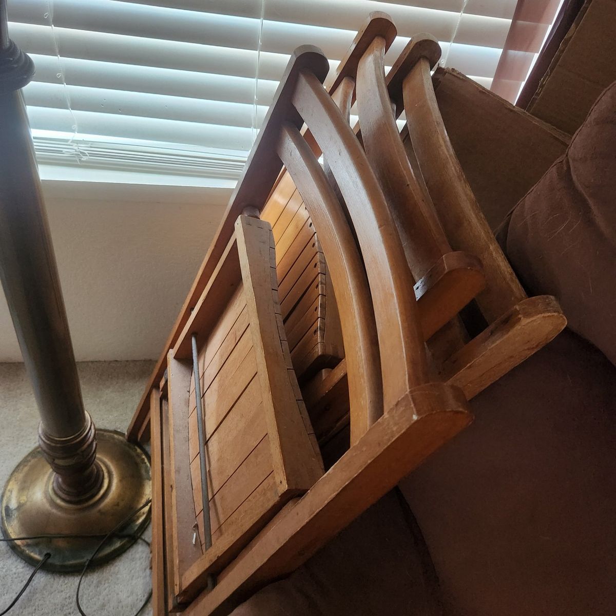 Set of 4 Vintage Folding Wooden Chairs Natural Finish