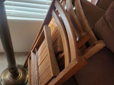 Set of 4 Vintage Folding Wooden Chairs Natural Finish