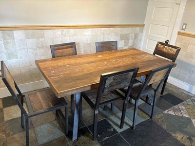 Wood/Metal kitchen table with 6 chairs