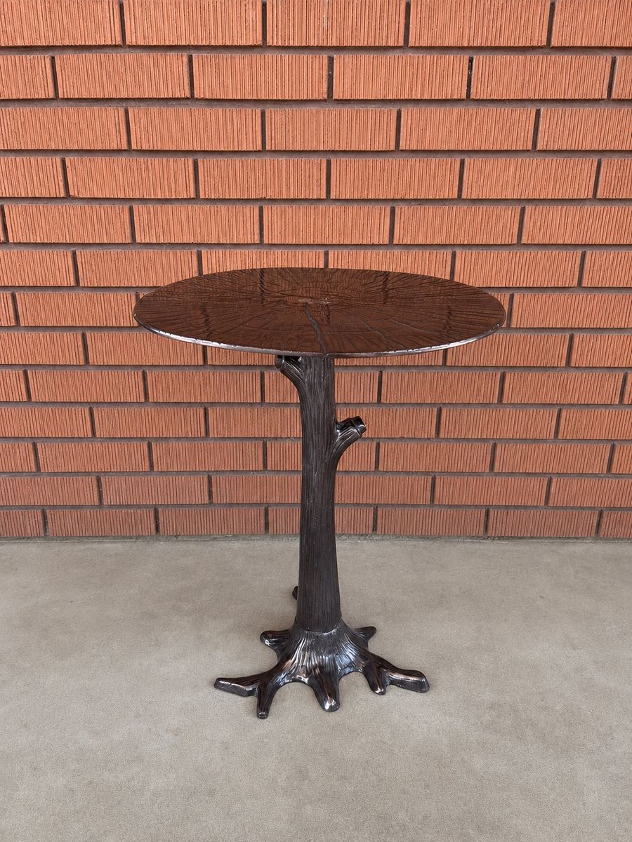 Three Hands Cast Aluminum Tree Trunk Accent Table