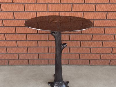 Three Hands Cast Aluminum Tree Trunk Accent Table