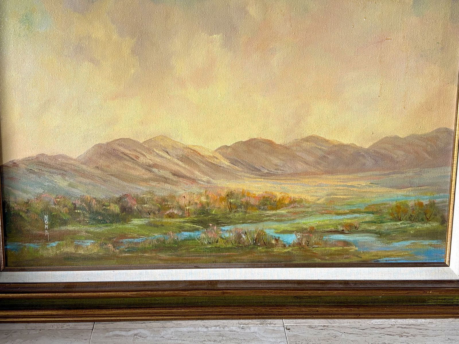 Incredibly beautiful oil on canvas landscape by Nona.  Framed and signed. Fine Art