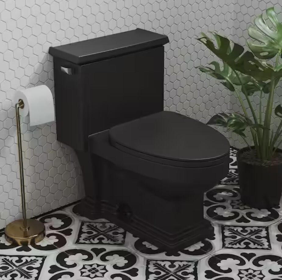 Swiss Madison Voltaire 1-Piece 1.28 GPF Single Flush Elongated Toilet in Matte Black Seat Included