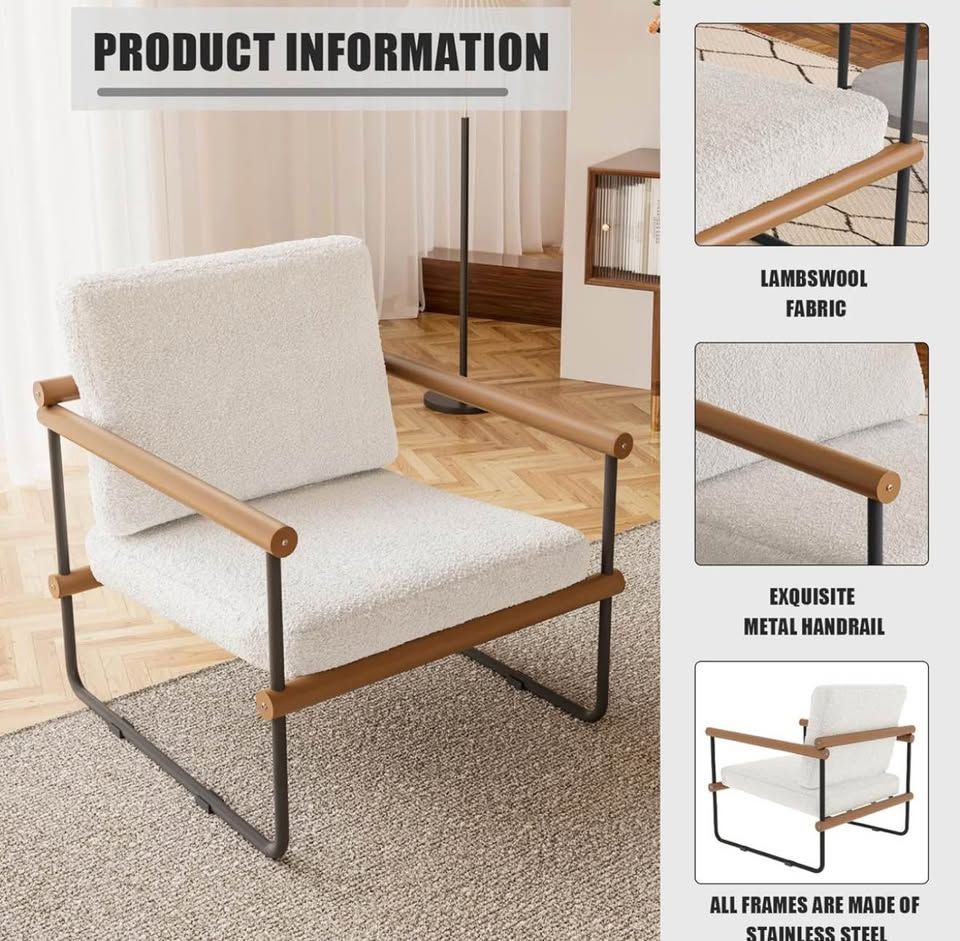 Lambswool Accent Chair with Stainless Steel Frame