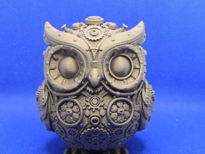 Steampunk Owl Figurine 3D Printed Desk Decor Collectible Art Piece